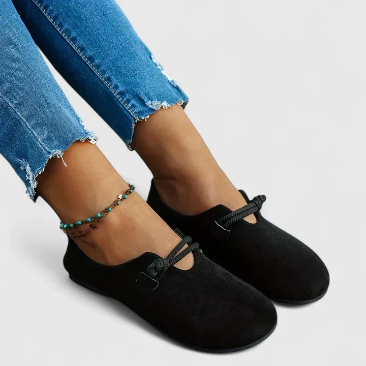 Women's Orthopaedic Suede Loafers Rope Detail Cutout