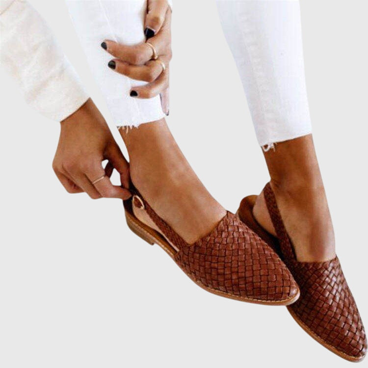 Women's Orthopedic Woven Pointed Toe Loafer Shoes Flat