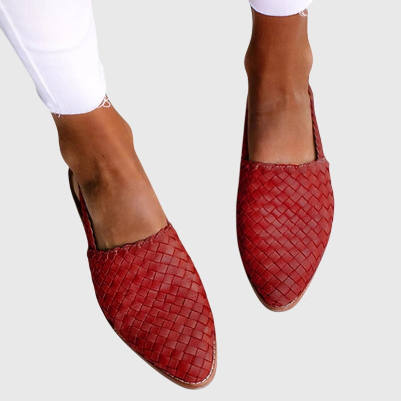 Women's Orthopedic Woven Pointed Toe Loafer Shoes Flat