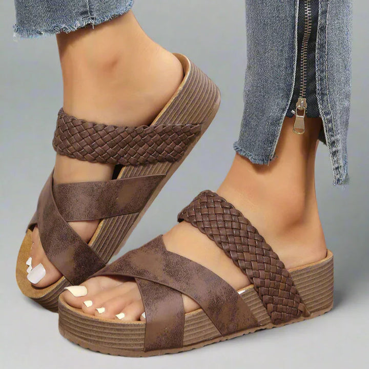 Women's Orthopaedic Slip-On Crisscross Platform Sandals