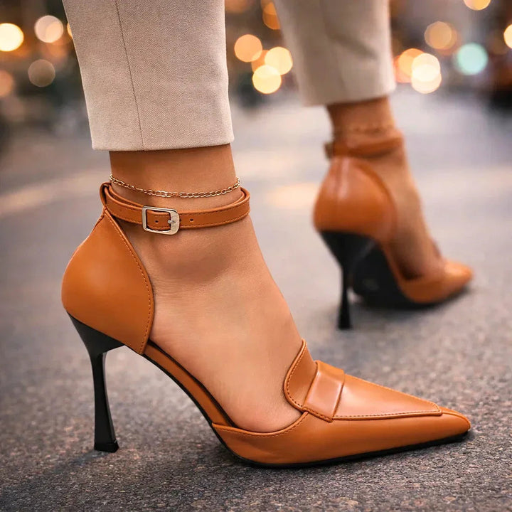 Women's Pointed Toe Ankle Strap Buckle Heels