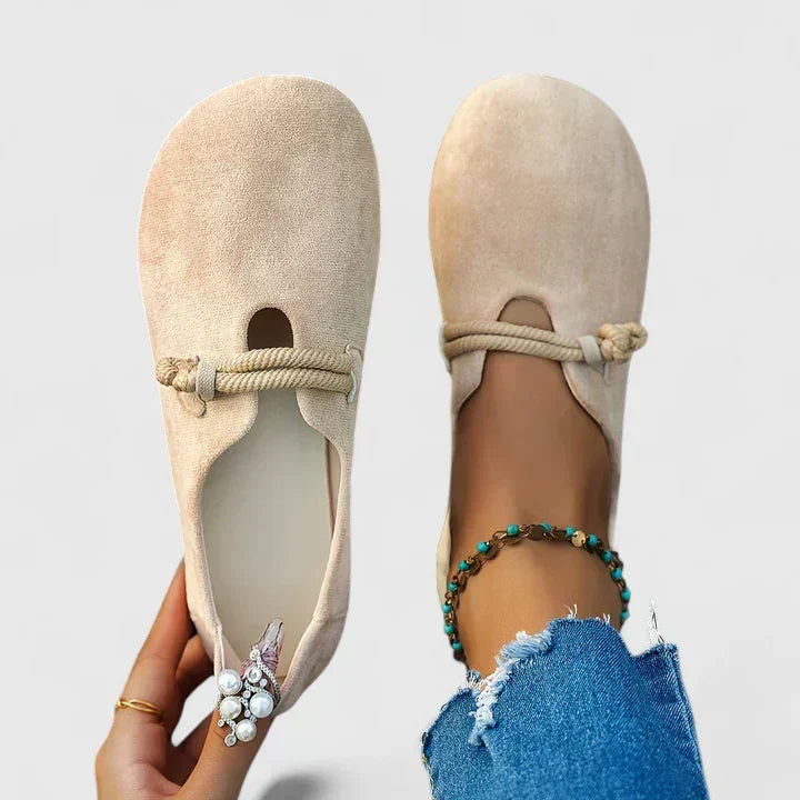 Women's Orthopaedic Suede Loafers Rope Detail Cutout