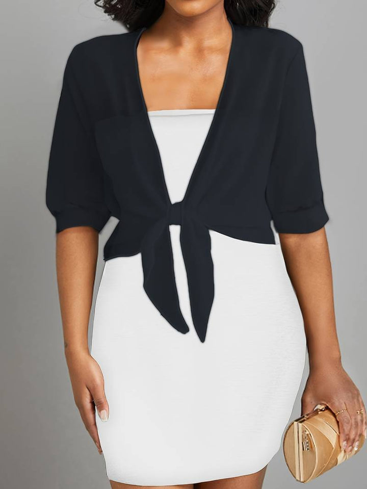 Women's Sheer Chiffon Tie Front Cardigan Open Front Cover Up