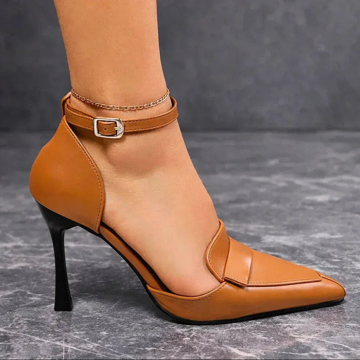 Women's Pointed Toe Ankle Strap Buckle Heels