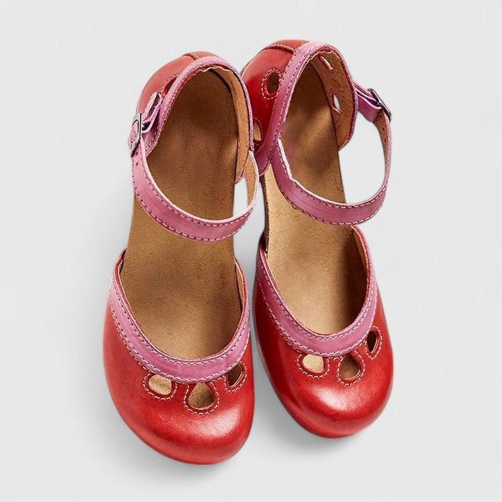 Women's Orthopaedic Cutout Buckle Strap Block Heel Sandals