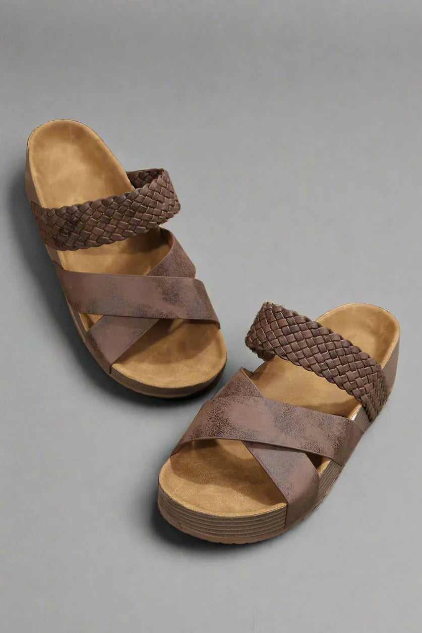 Women's Orthopaedic Slip-On Crisscross Platform Sandals