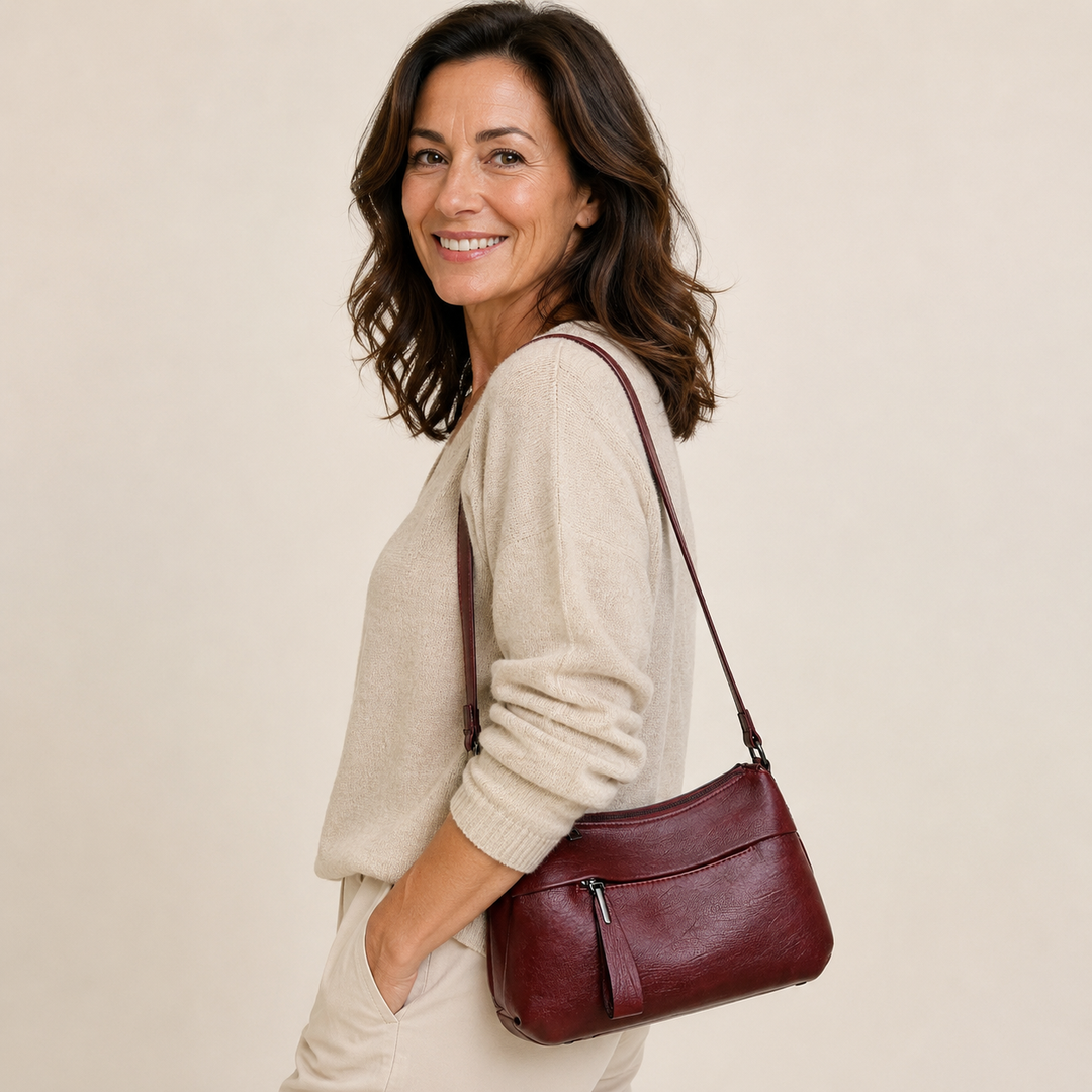 Women's Leather Crossbody Bag with Zip Pockets