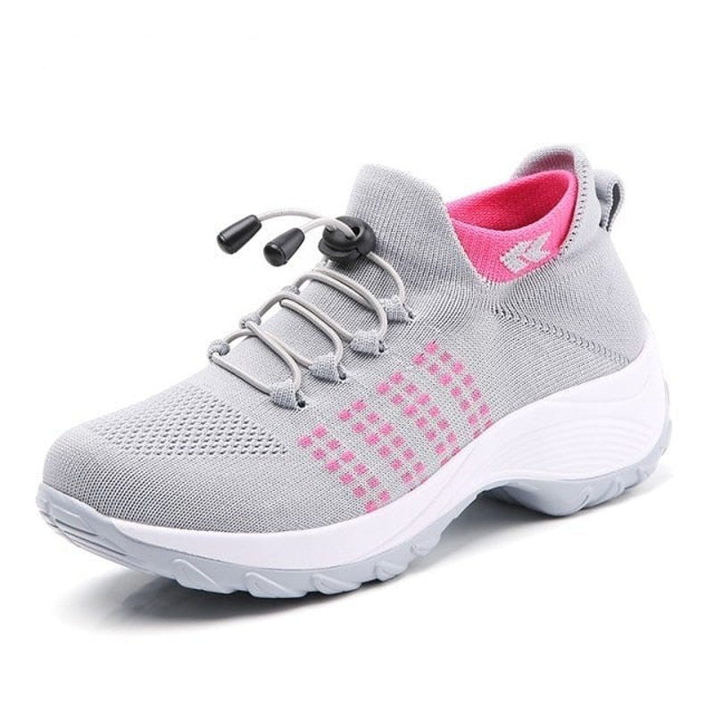Women's Orthopaedic Knit Shoes Platform Lace Up Wide Fit
