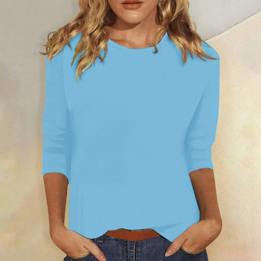 Women's Crew Neck 3/4 Sleeve Casual Everyday Top