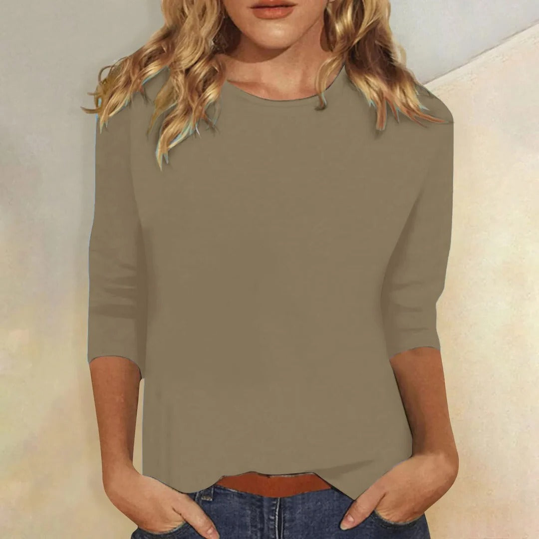 Women's Crew Neck 3/4 Sleeve Casual Everyday Top