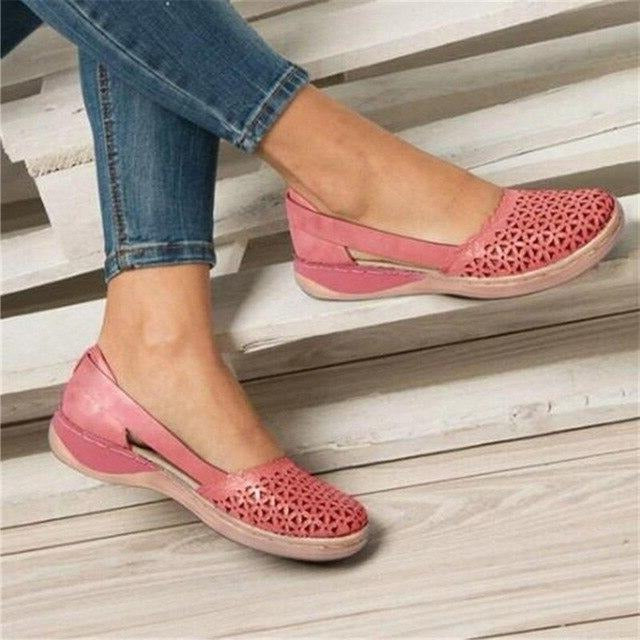 Women's Wide Fit Bunion Shoes Cutout Slip-On Shoes