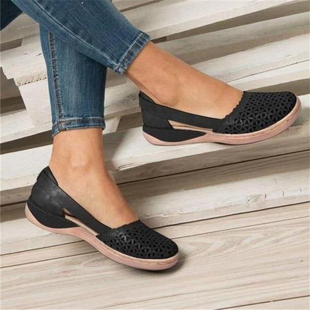 Women's Wide Fit Bunion Shoes Cutout Slip-On Shoes