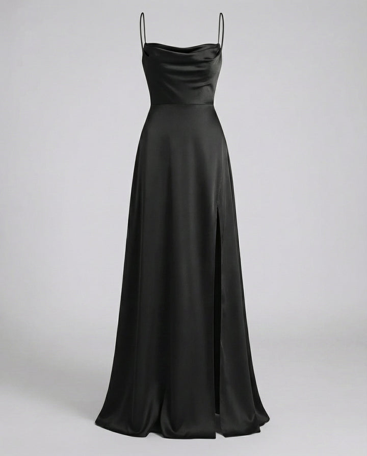 Women's Elegant Satin Maxi Dress with Leg Split