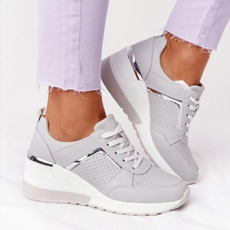 Women's Orthopaedic Wedge Trainer Shoes Lace-Up