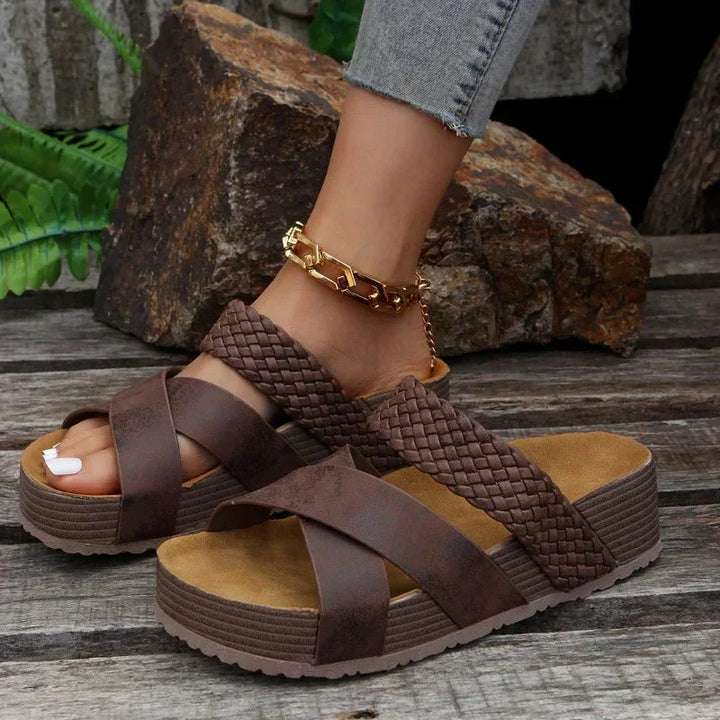 Women's Orthopaedic Slip-On Crisscross Platform Sandals