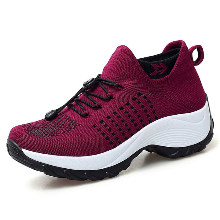 Women's Orthopaedic Knit Shoes Platform Lace Up Wide Fit