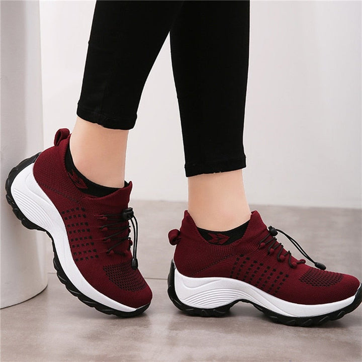 Women's Orthopaedic Knit Shoes Platform Lace Up Wide Fit