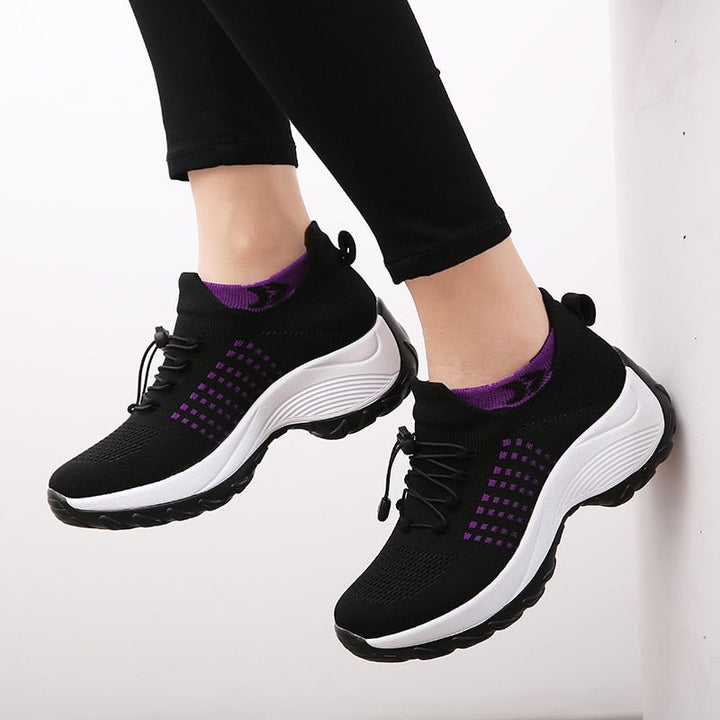 Women's Orthopaedic Knit Shoes Platform Lace Up Wide Fit