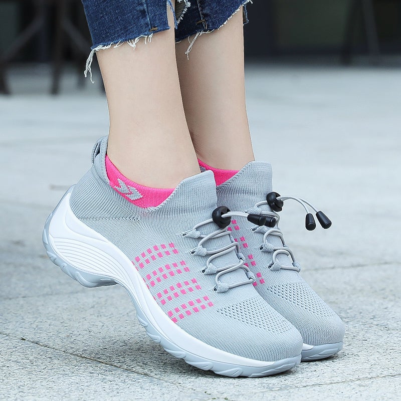 Women's Orthopaedic Knit Shoes Platform Lace Up Wide Fit