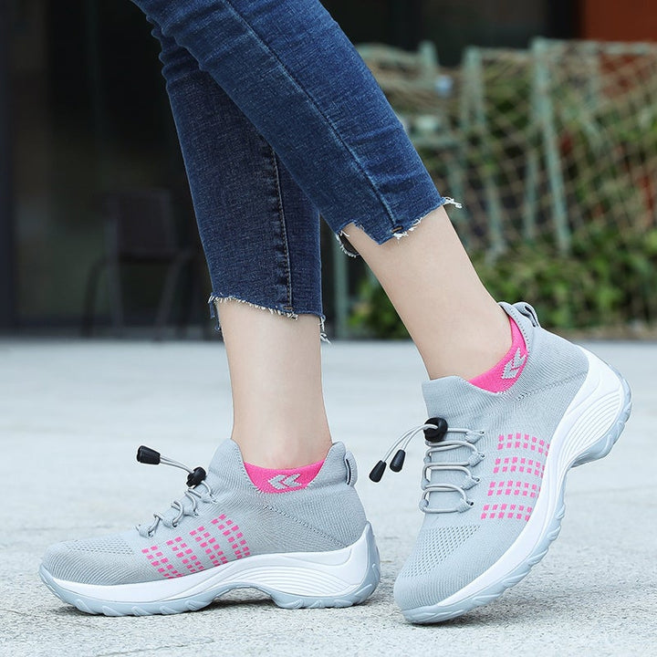 Women's Orthopaedic Knit Shoes Platform Lace Up Wide Fit