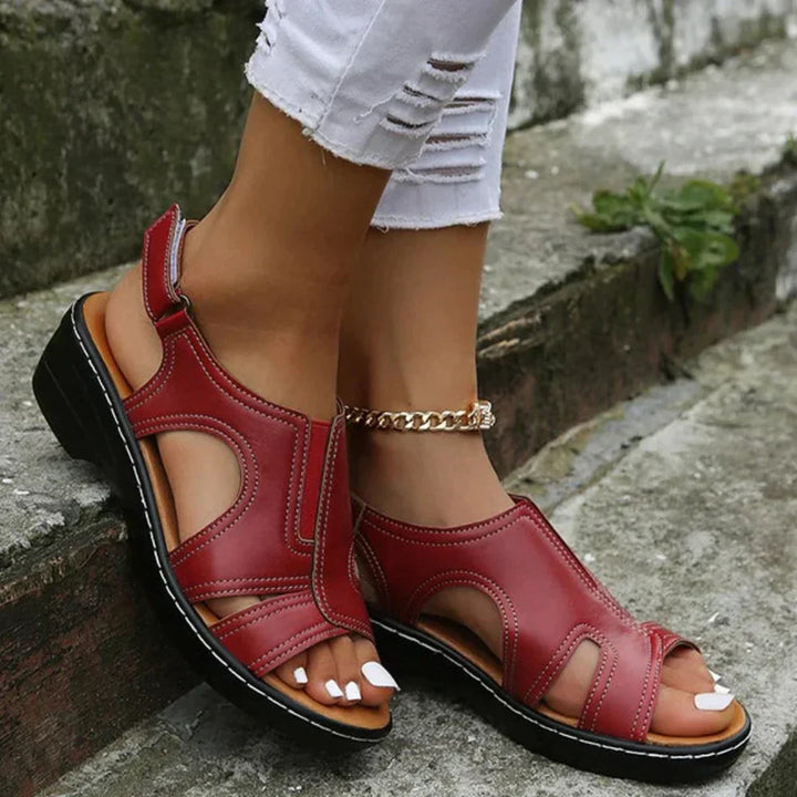 Women's Orthopaedic Leather Perforated Wedge Sandals