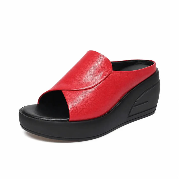 Women's Orthopaedic Leather Slip-On Wedge Sandals