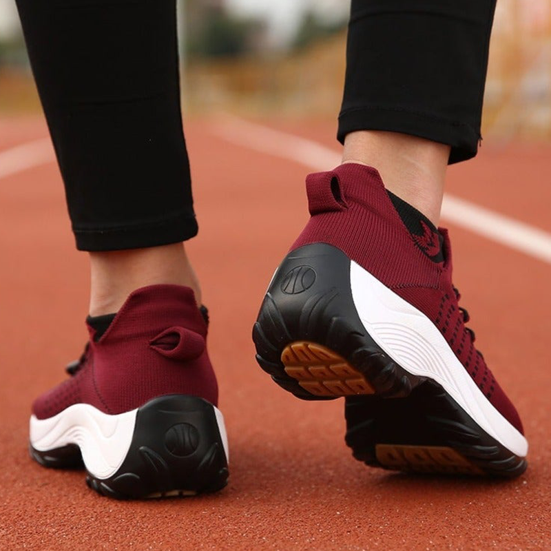 Women's Orthopaedic Knit Shoes Platform Lace Up Wide Fit