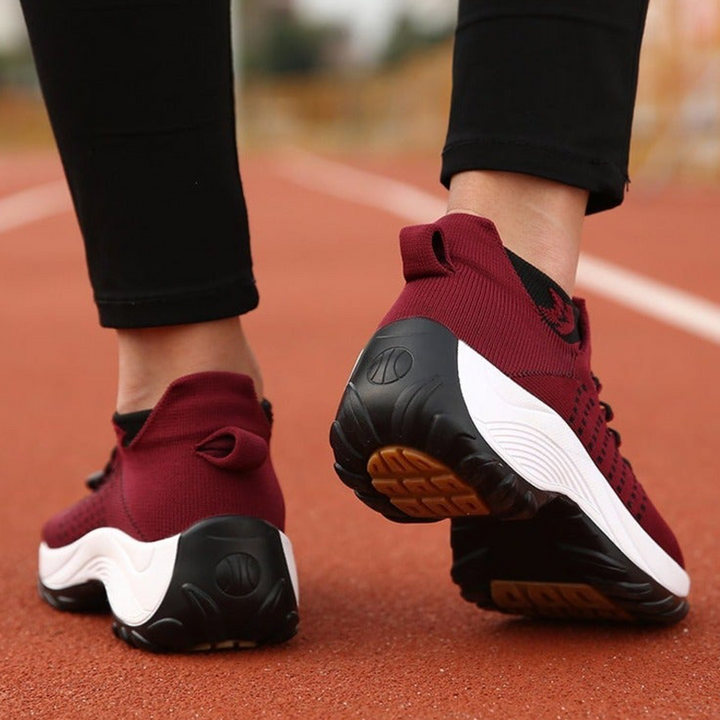 Women's Orthopaedic Knit Shoes Platform Lace Up Wide Fit