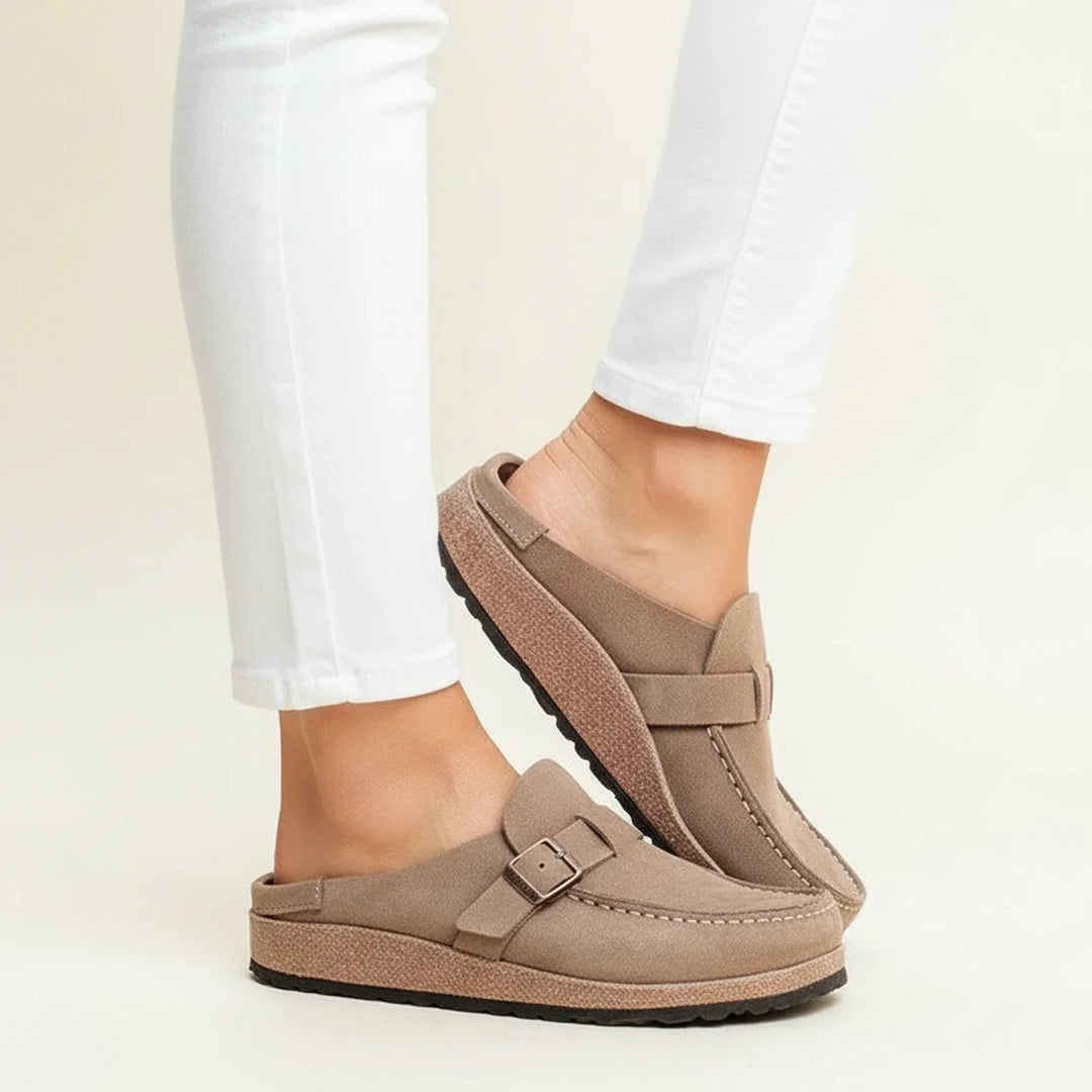 Women's Orthopaedic Suede Buckle Mule Clogs Slip-On
