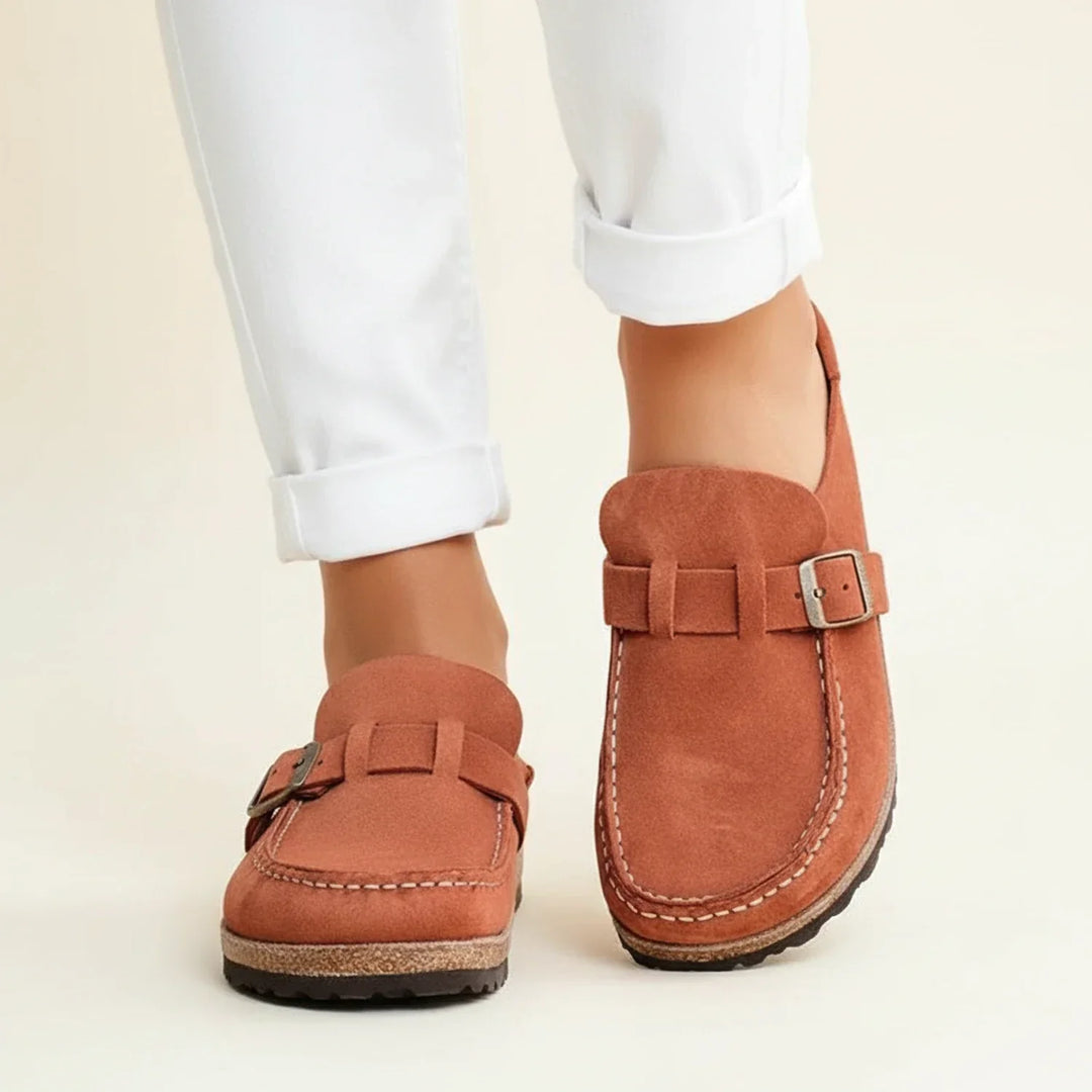 Women's Orthopaedic Suede Buckle Mule Clogs Slip-On