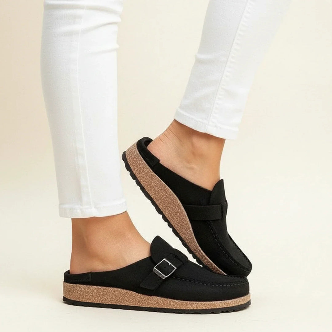 Women's Orthopaedic Suede Buckle Mule Clogs Slip-On