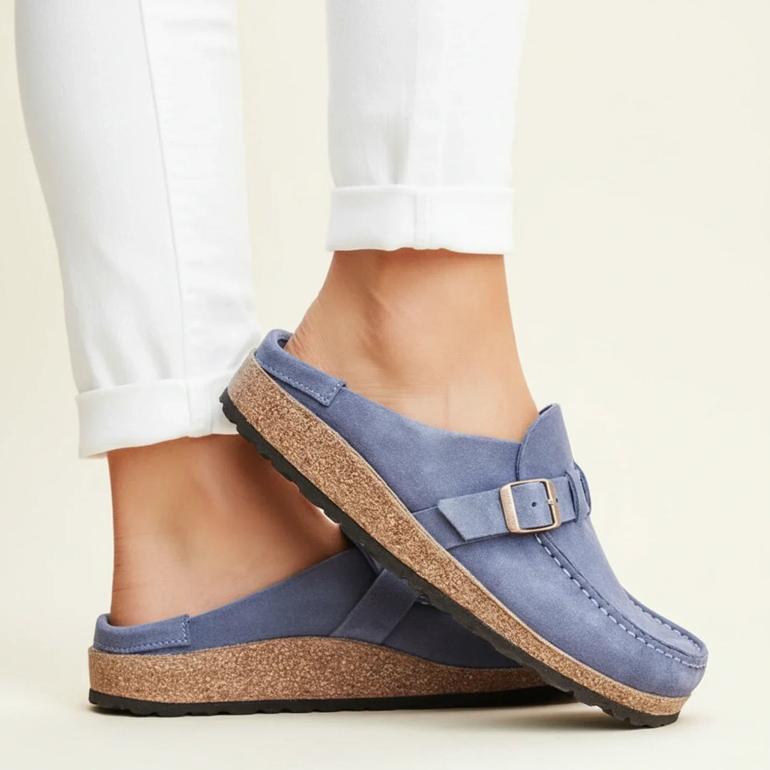 Women's Orthopaedic Suede Buckle Mule Clogs Slip-On