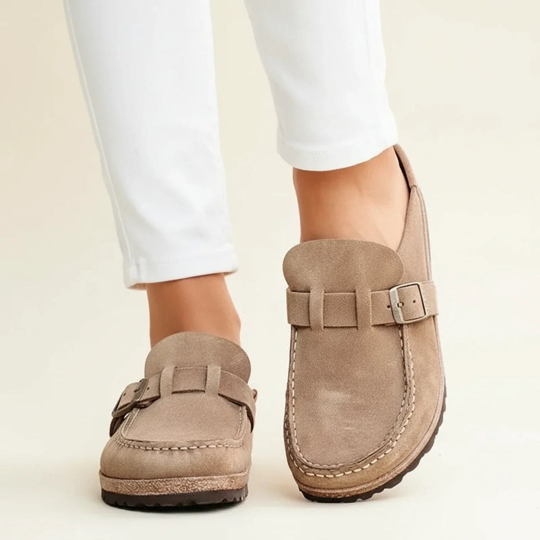 Women's Orthopaedic Suede Buckle Mule Clogs Slip-On
