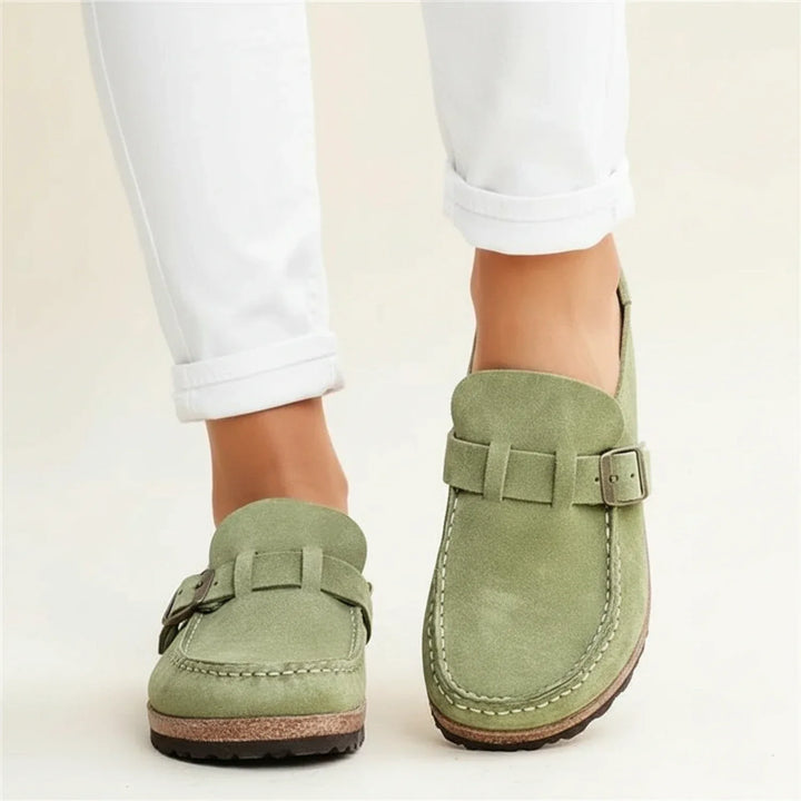 Women's Orthopaedic Suede Buckle Mule Clogs Slip-On