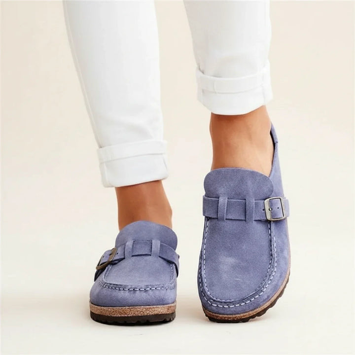 Women's Orthopaedic Suede Buckle Mule Clogs Slip-On
